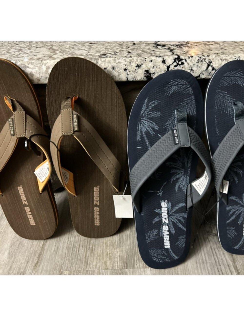 NEW 2 PAIRS MENS WAVE ZONE FLIP FLOP SANDALS SLIP ON SANDALS